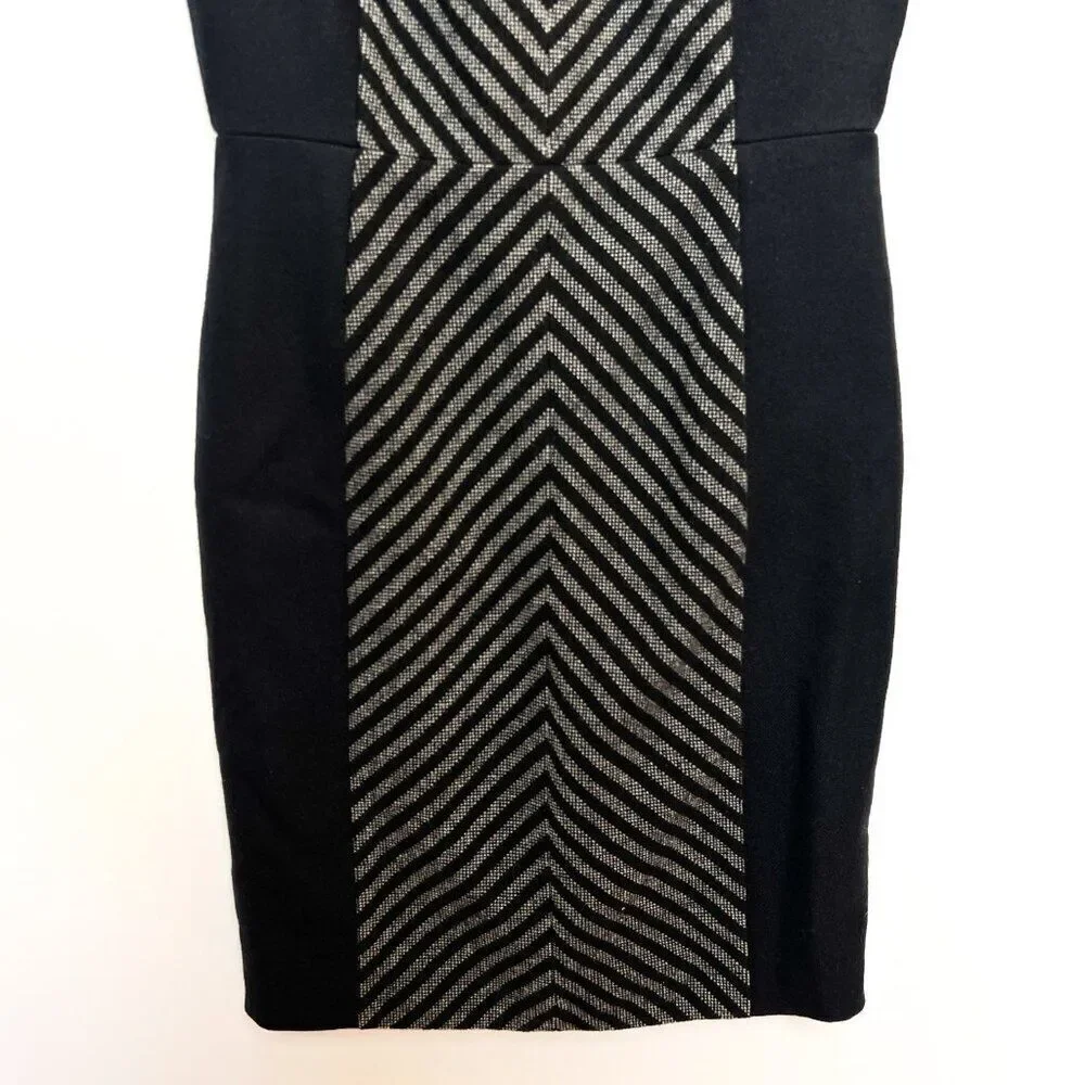 J. Crew Black Gray Chevron Sleeveless Shift Business Wool Blend Dress E1556